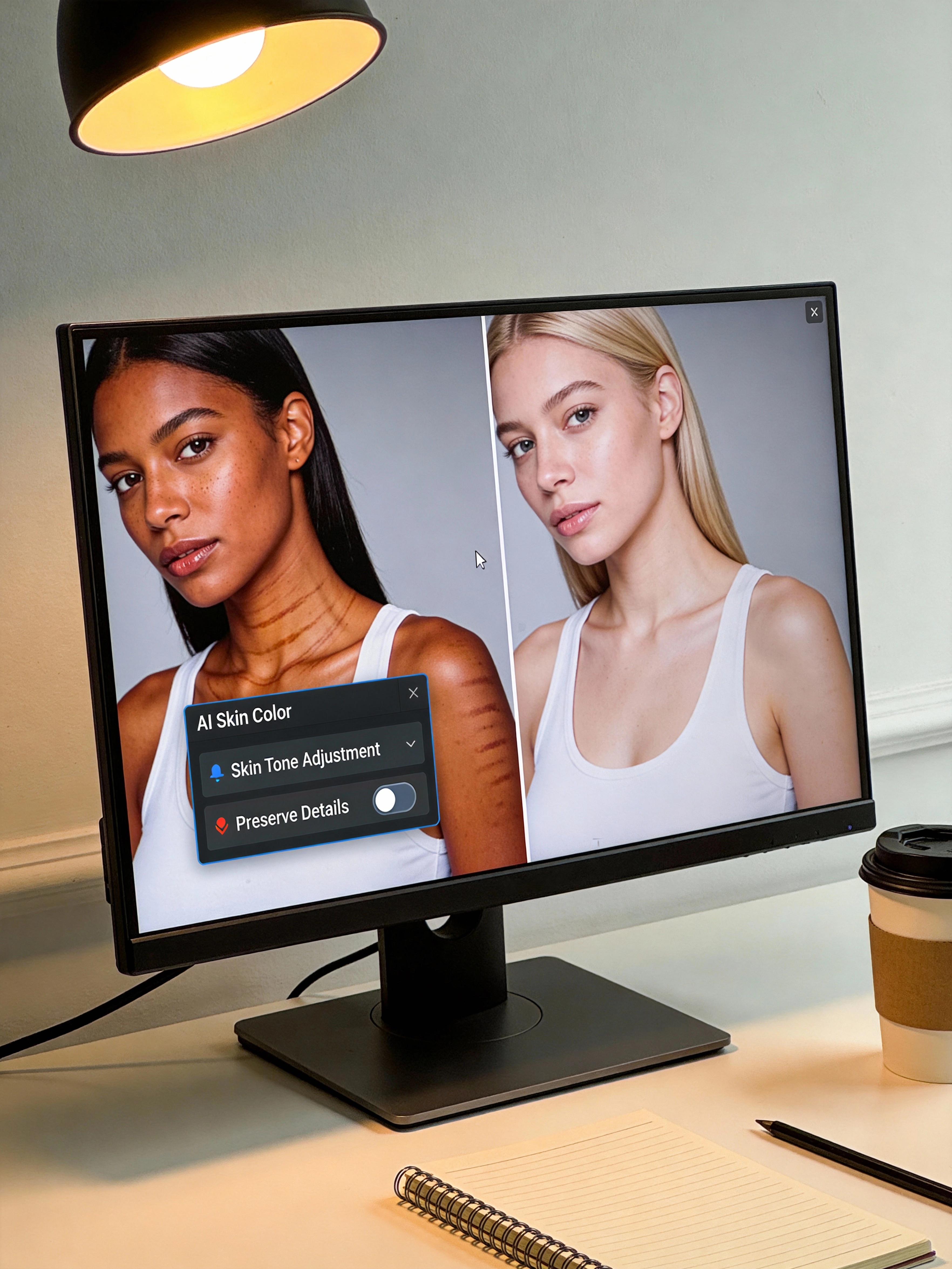 ai skin color changer de WeShop AI