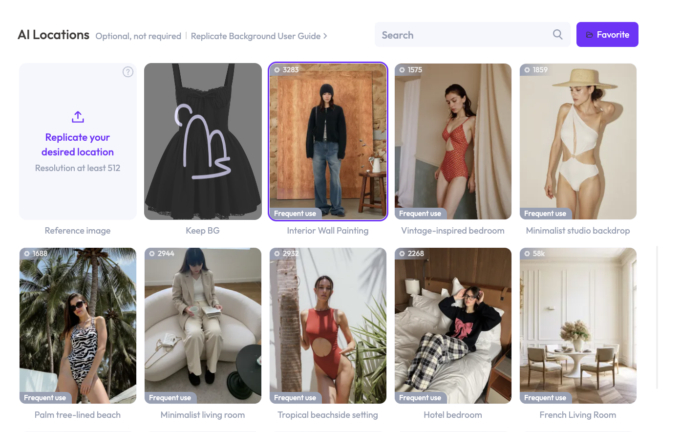 Select a warm interior location for the AI-generated fashion model photo