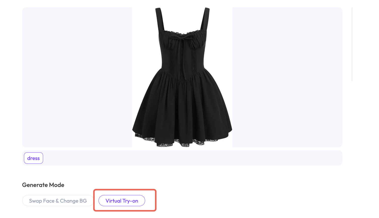Upload a clothing image and select a generation mode in WeShop AI Fashion Model